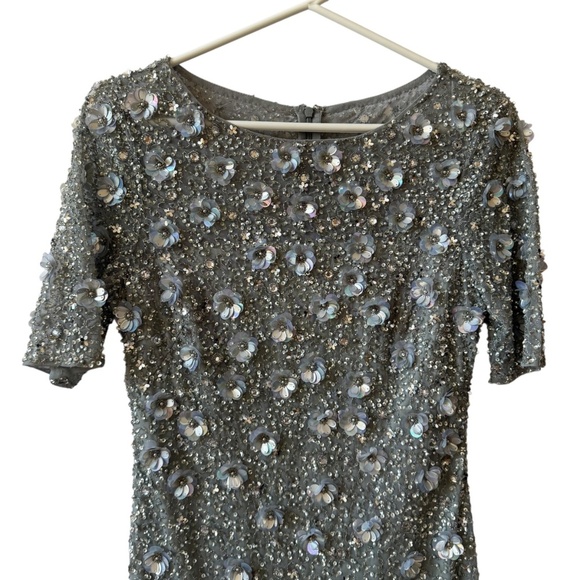 BHLDN ADRIANNA PAPELL PETALUMA SEQUINS DRESS FLORAL SHEATH ANTHROPOLOGIE  2 - Picture 3 of 11